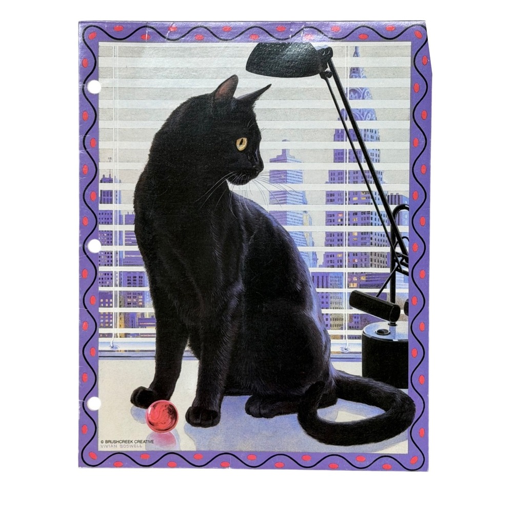 VTG Mead Brushcreek Cuddly Cuties Portfolio Folders Black Orange Cat Set of 2‎